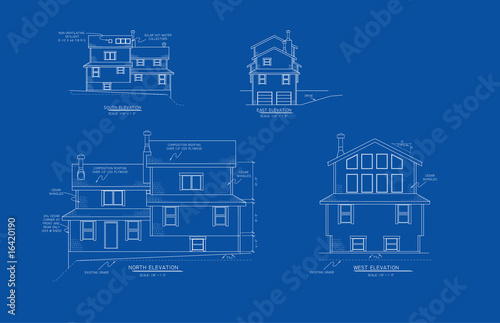 HOUSE BLUE PRINT ELEVATION VIEW