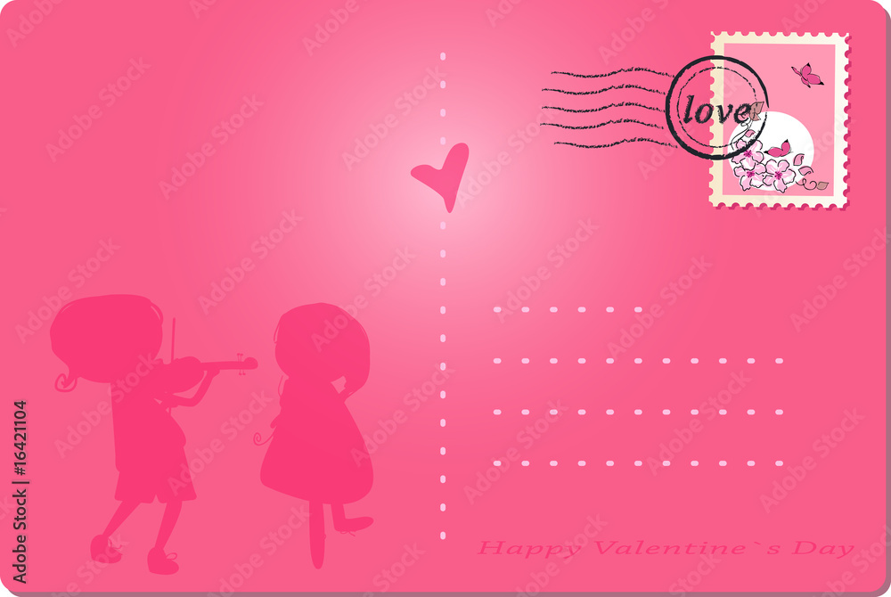 happy valentine`s day post card