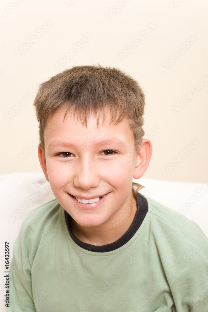 Smiling teenager. Smile have no one cuspid tooth Smiling teenager. Smile have no one cuspid tooth