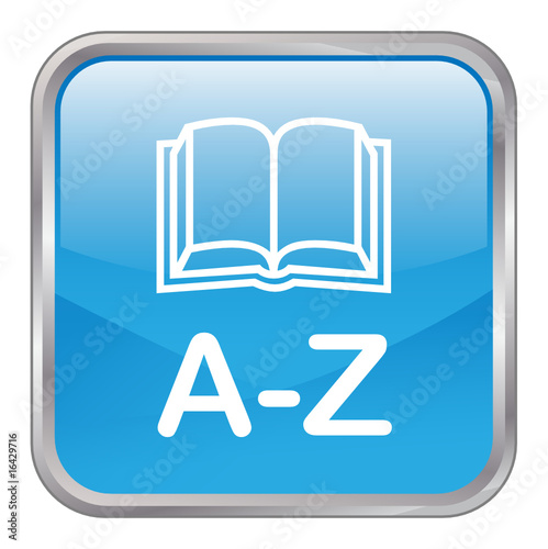 Square vector "A-Z" button (blue)