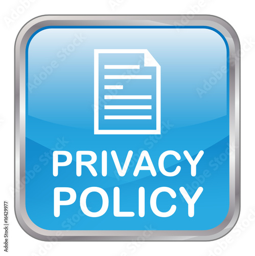 Square vector "PRIVACY POLICY" button (blue)