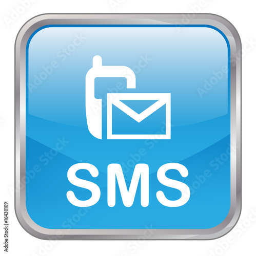 Square vector "SMS" button (blue)