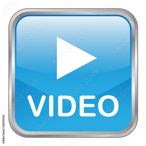 Square vector "Play Video" button (blue)