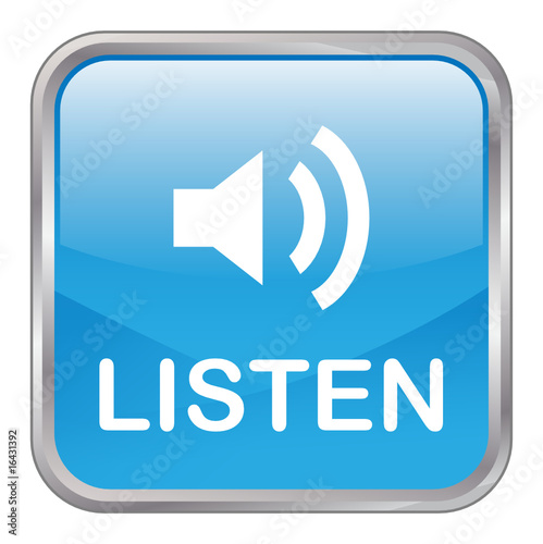 Square vector "LISTEN" button (blue)