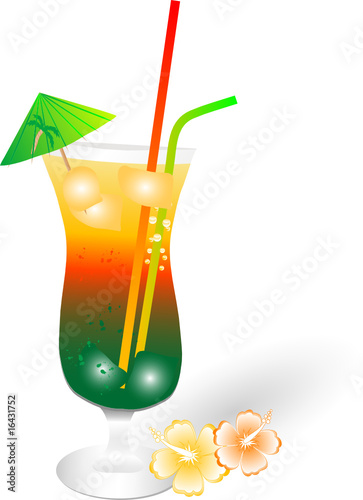 Tropical mixed drink - vector illustration
