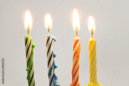 burning birthday candles close up
