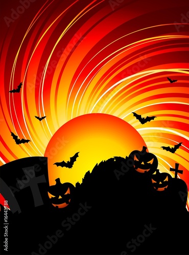vector illustration on a Halloween theme with pumpkins