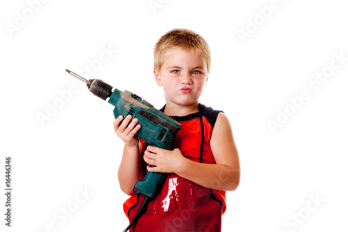 Boy kid with drill