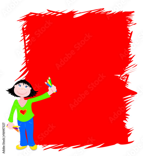 Sfondo disegnato con ragazzina