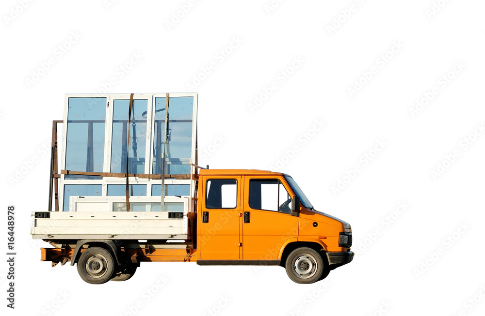 Truck delivering double-glazed winows