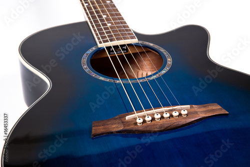 Blue guitar on white