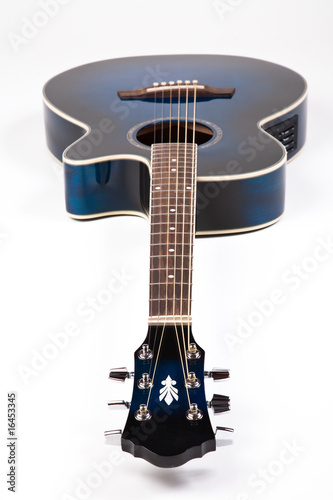 Blue guitar on white