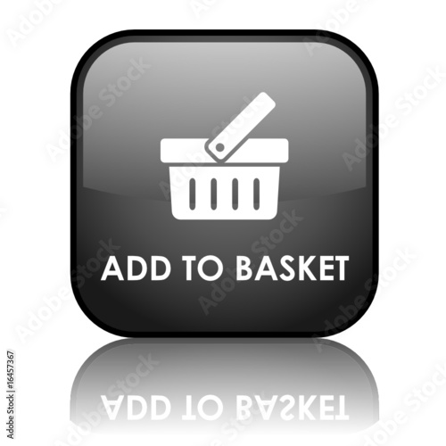 Square vector "ADD TO BASKET" button (black - reflection)