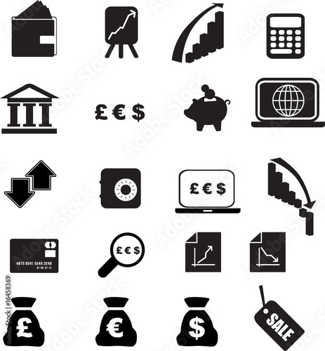 black money silhouette set illustration  on white