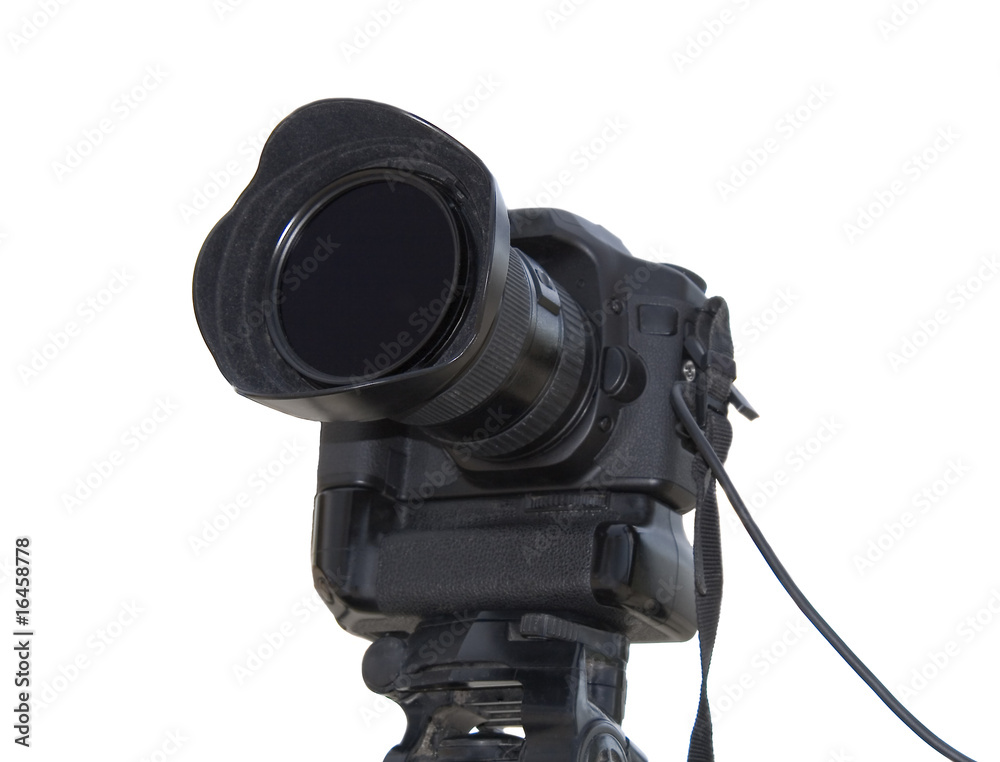 Professional photo camera isolated over white background