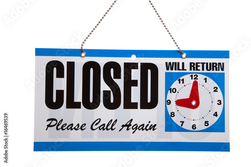 Closed Sign on a white background photo
