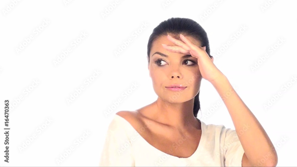 Portrait of beautiful woman, she is looking around Portrait of beautiful woman, she is looking around