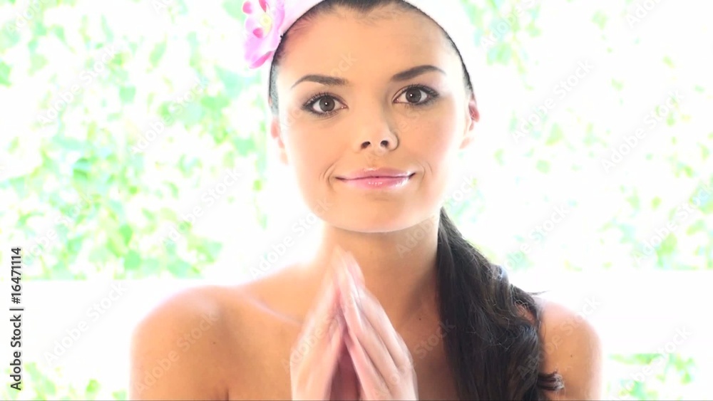 Portrait of beautiful and relaxed lady before spa treatment Portrait of beautiful and relaxed lady before spa treatment