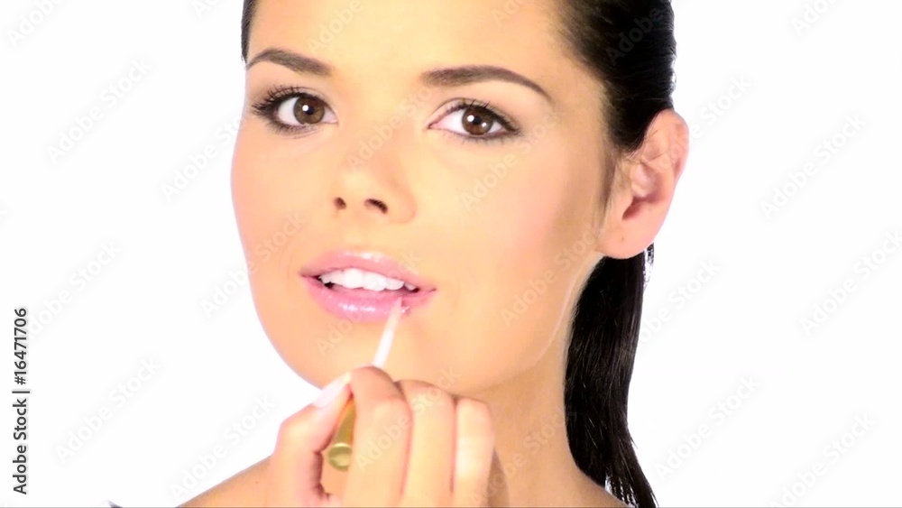 Portrait of cute girl, she is doing morning makeup Portrait of cute girl, she is doing morning makeup