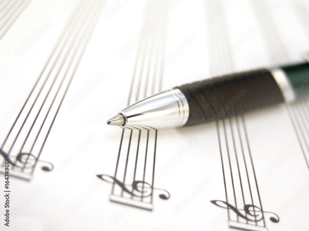 Naklejka premium sheet music with pen