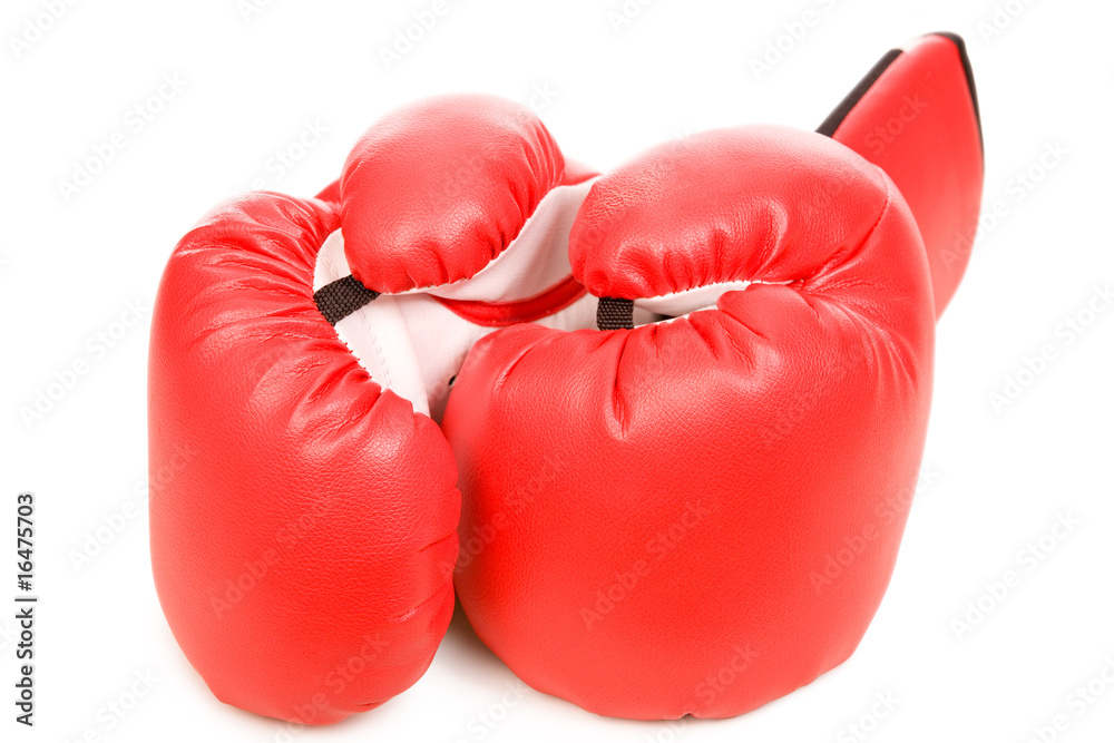 closeup photo of the red boxing gloves