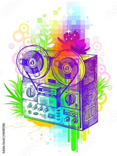 Hand drawn tape recorder