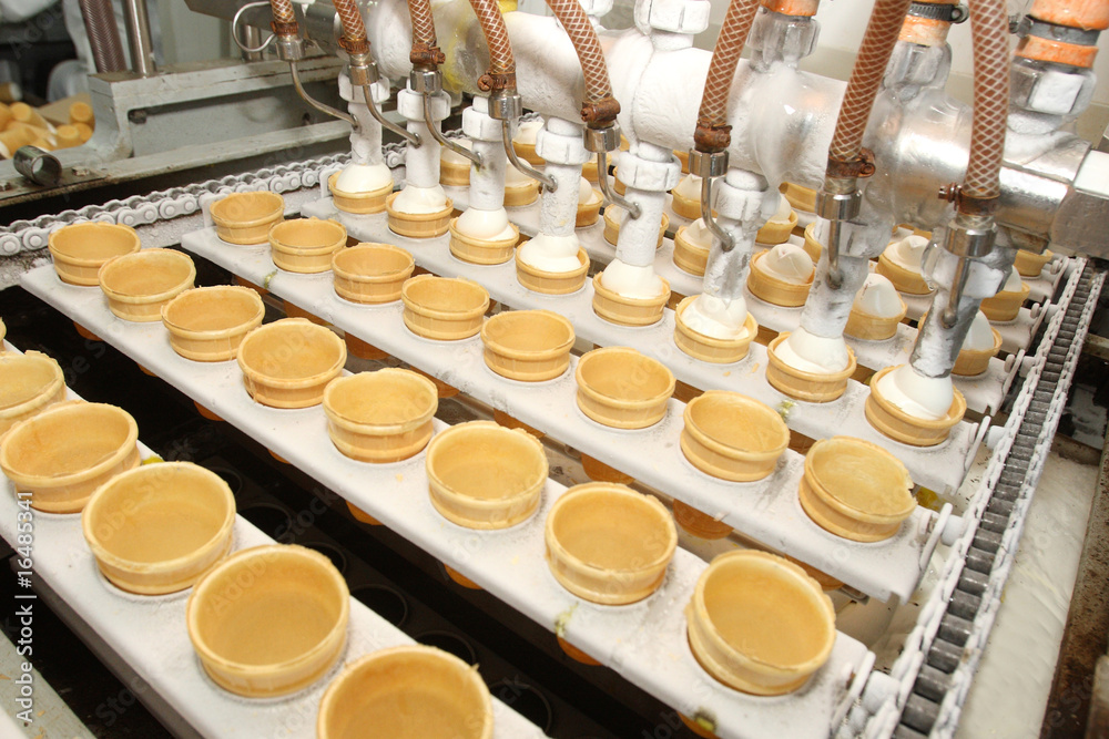 Preparation of ice-cream on factory