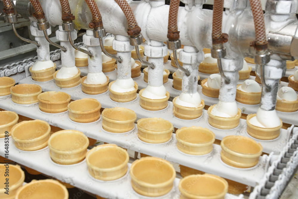 Preparation of ice-cream on factory