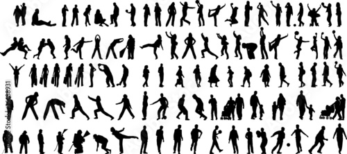 Lot of different people in action vector
