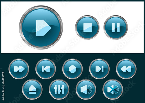 navy blue media buttons