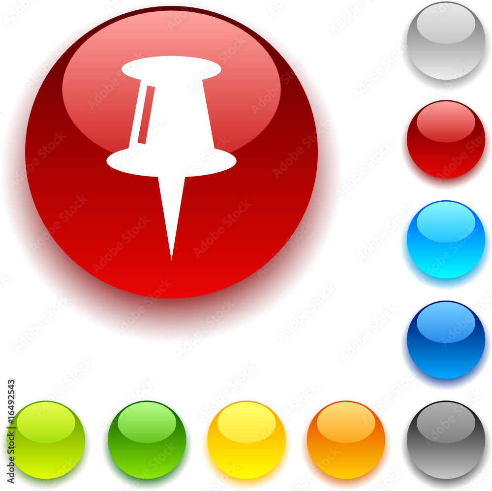 Drawing-pin shiny button. Vector illustration Drawing-pin shiny button. Vector illustration