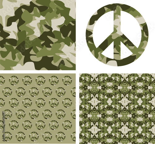 Camouflaged peace patchs