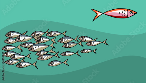 Fish Swimming Against The Tide