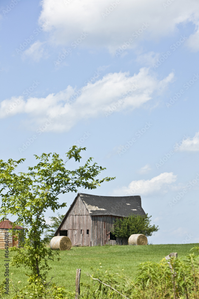 An old wooden barn in the countryside
