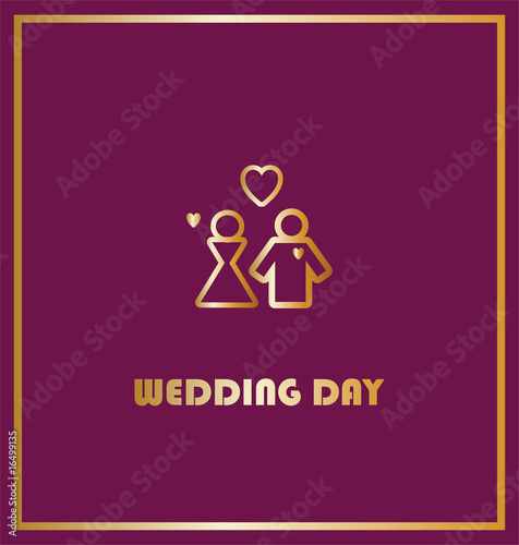 Fashion Wedding card. Gold couple