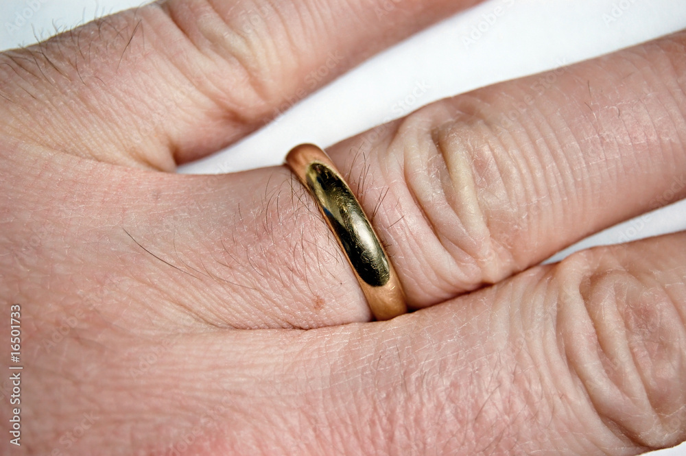 Male hand with wedding ring