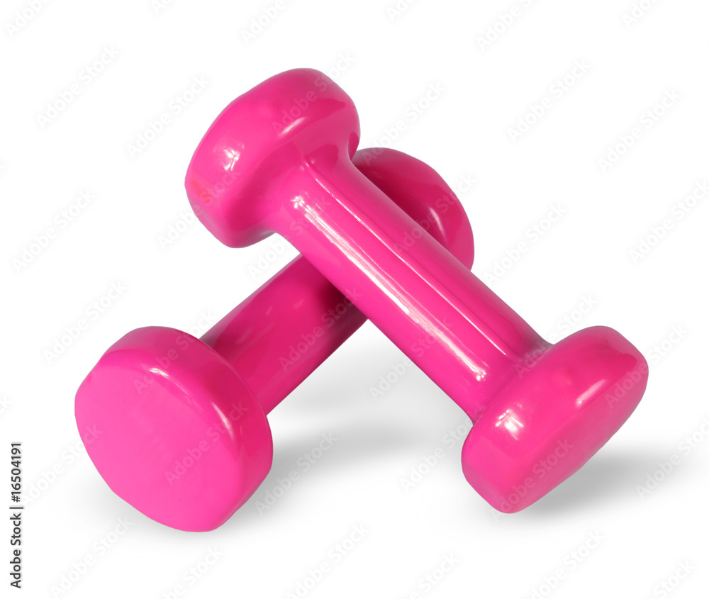 pink Two red dumb-bell on the white background pink Two red dumb-bell on the white background