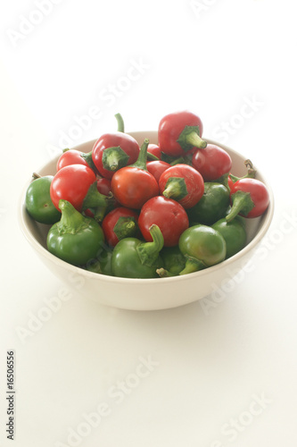 organic cherry paprika in a white bowl