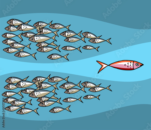Fish Swimming Against The Tide