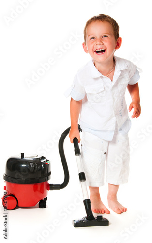 boy with vacuum cleaner