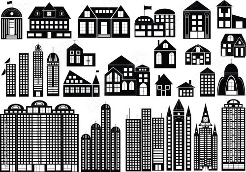 Set of symbols of buildings