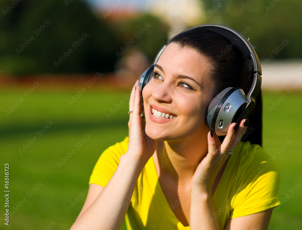 woman with headphones