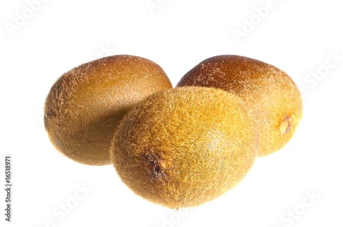Three kiwi fruit isolated