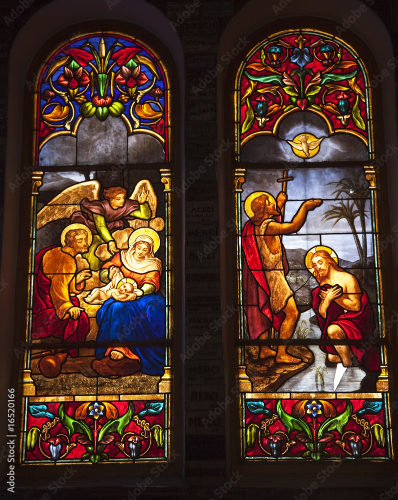 Naklejka premium Notre Dame Cathedral Stained Glass Saigon Vietnam