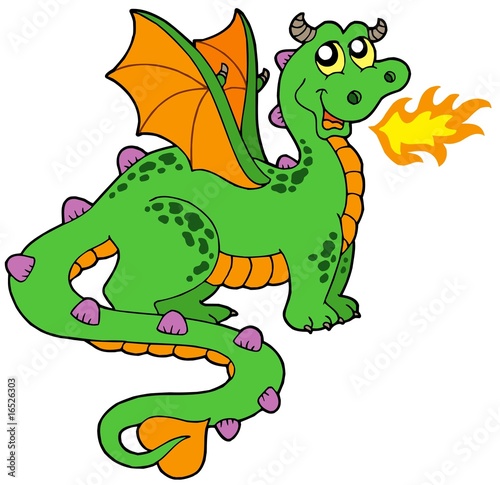 Cute dragon with long tail