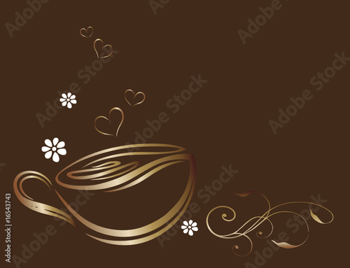 Kaffee, Cafe, Kaffeetasse, Blumen, floral, gold