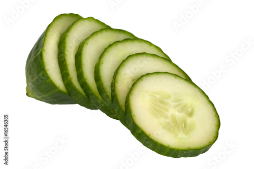 cut cucumber, isolated on white background