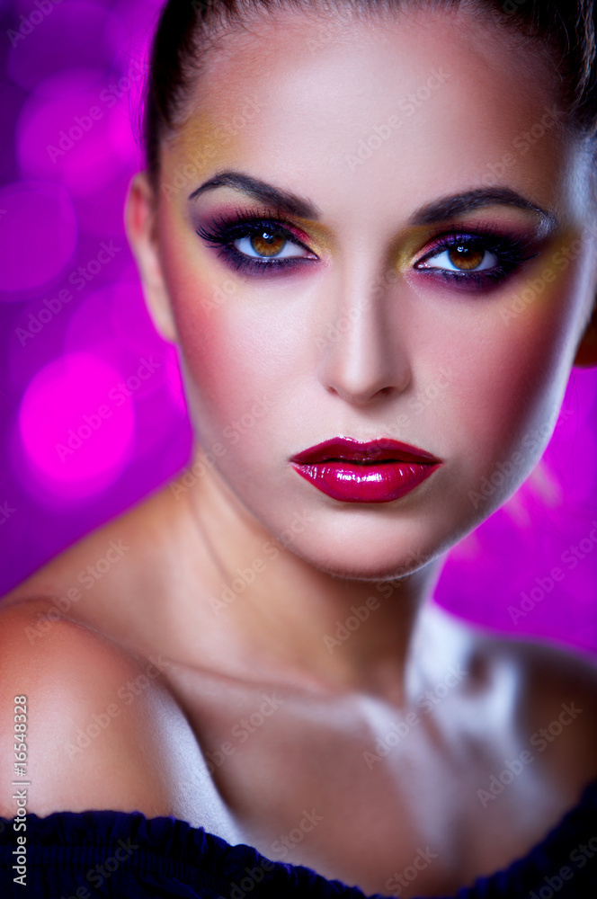 Portrait of beautiful young sexy woman on crimson background Portrait of beautiful young sexy woman on crimson background