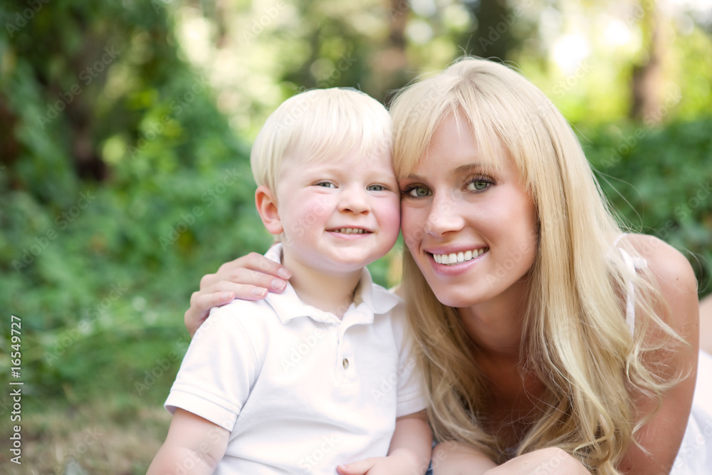 Happy caucasian mother and son Happy caucasian mother and son