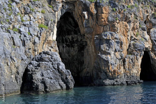 Natural big cave along seacoast, Palinuro, Italy